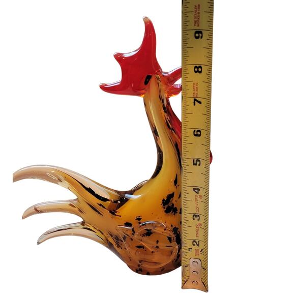 Murano Rooster Figurine Art Glass Farmhouse Country French Kitchen Decor Amber - Picture 7 of 9